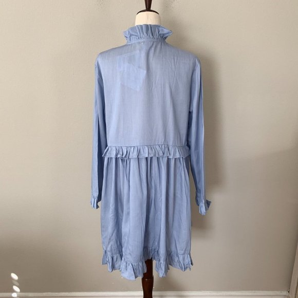 HP💋NWT! Madeleine Maternity Studio 18 Sz M Tie Neck Long Sleeves Ruffle Dress - Picture 5 of 7